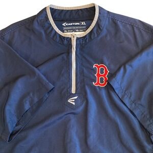 Easton Men XL Boston Red Sox 1/4 Zip S/S Windshirt Navy Blue Lightweight Rain